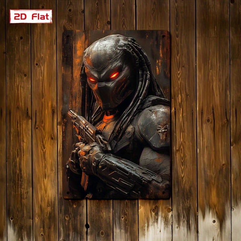 Vintage Fashion Posters - Vintage Predator Mask Armor Metal Tin