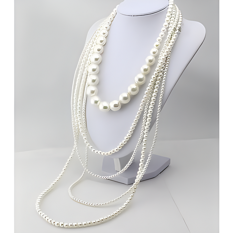 Vintage Fashion Jewelry Necklaces - Vintage Pearl Multi-Layered Body Chain Necklace