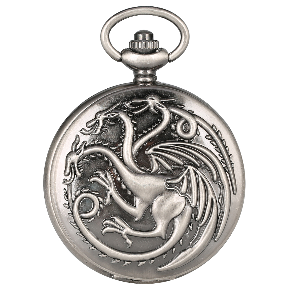 Vintage Fashion Tags - Retro Gray Three-headed Fire Dragon Necklace