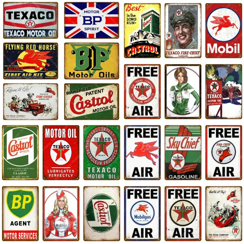 Vintage Fashion Posters - Vintage Texaco Motor Oil Signs Sky
