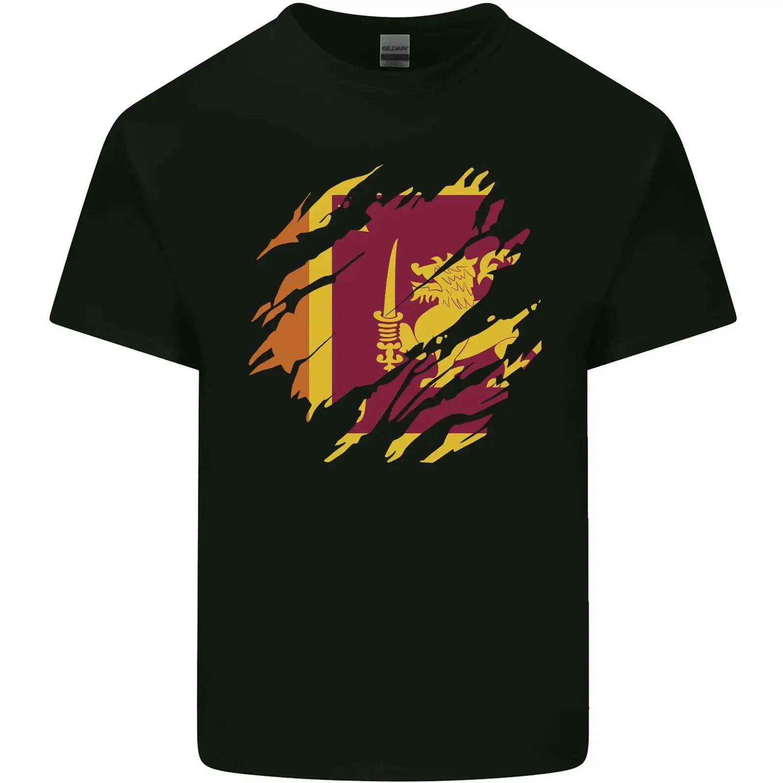 Vintage Fashion Tags - T Shirt Zerrissene srilankische Flagge Sri