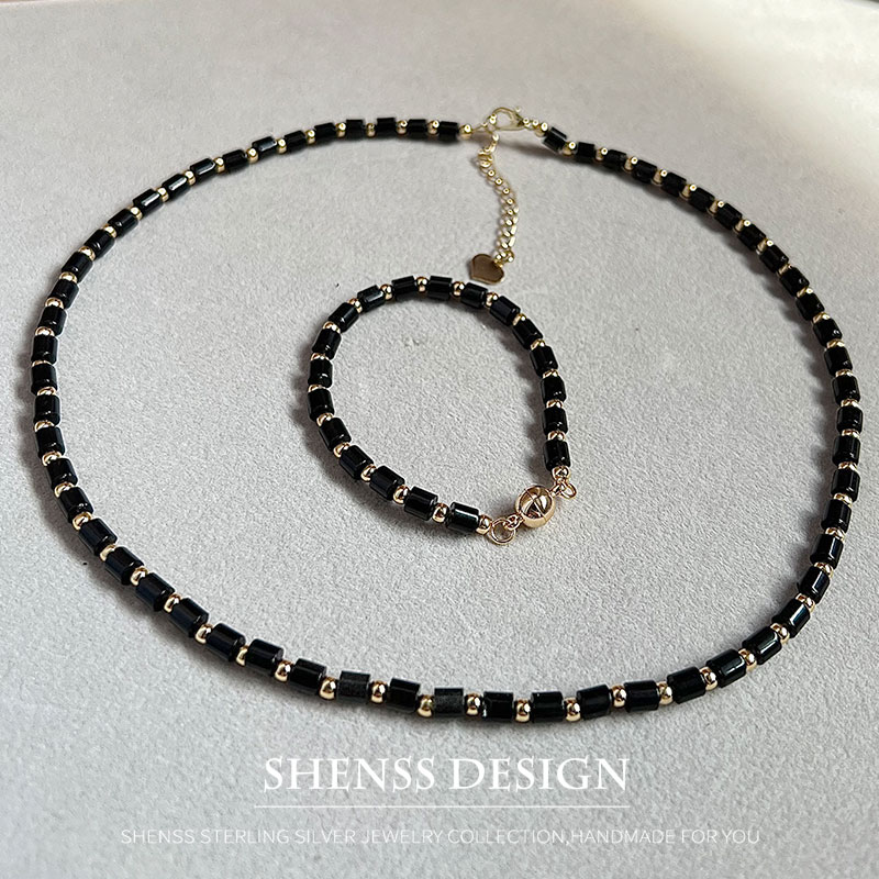 Vintage Fashion Jewelry Necklaces - Natural 4mm obsidian Necklace Copper Plated