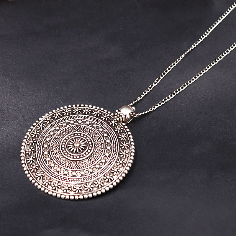 Vintage Fashion Tags - 1pc Silver Plated Large Mandala Flower