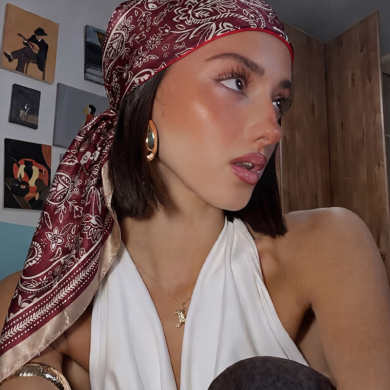 Vintage Satin Square Scarf Wom - огляд і ціна Vintage Fashion Hijab