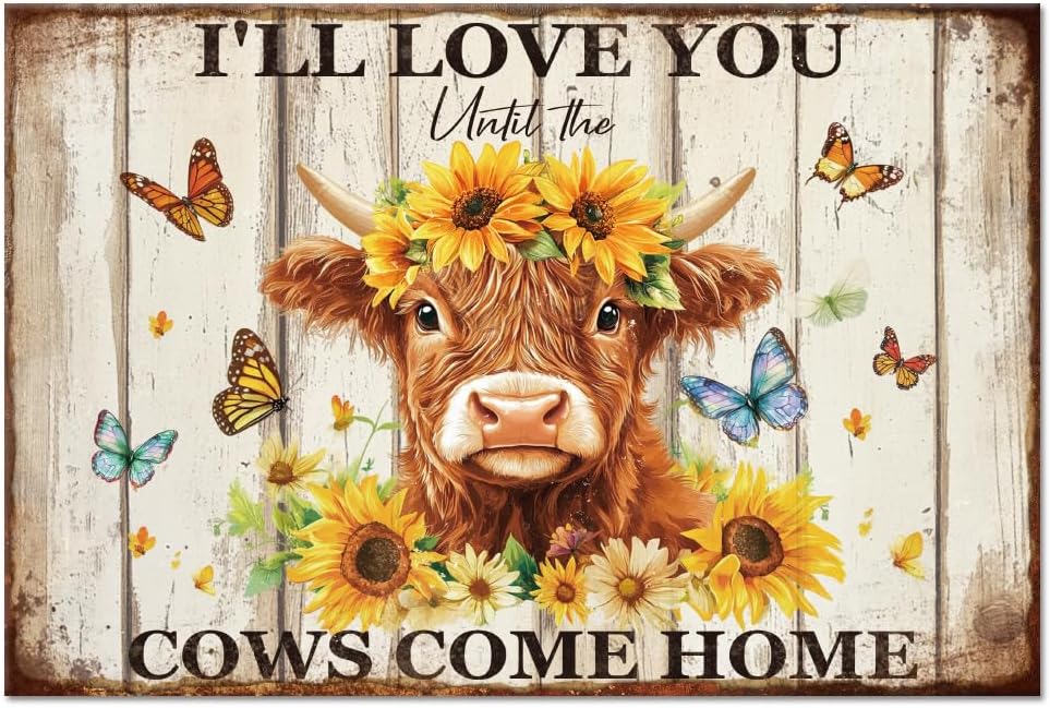 GLOBLELAND Highland Cow Metal  - огляд і ціна Vintage Fashion Posters