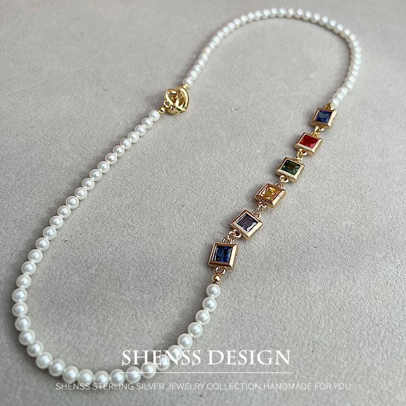 Imitation Pearl Square Zircon  - огляд і ціна Vintage Fashion Jewelry Necklaces