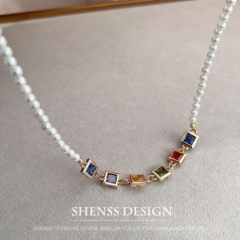 Imitation Pearl Square Zircon  - огляд і ціна Vintage Fashion Jewelry Necklaces