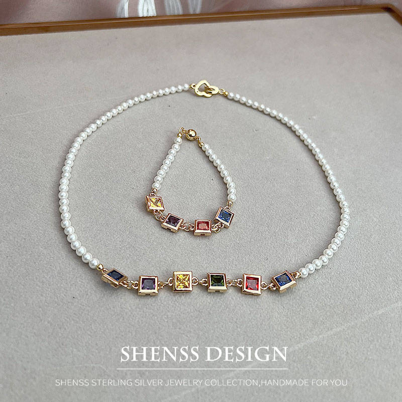 Imitation Pearl Square Zircon  - огляд і ціна Vintage Fashion Jewelry Necklaces