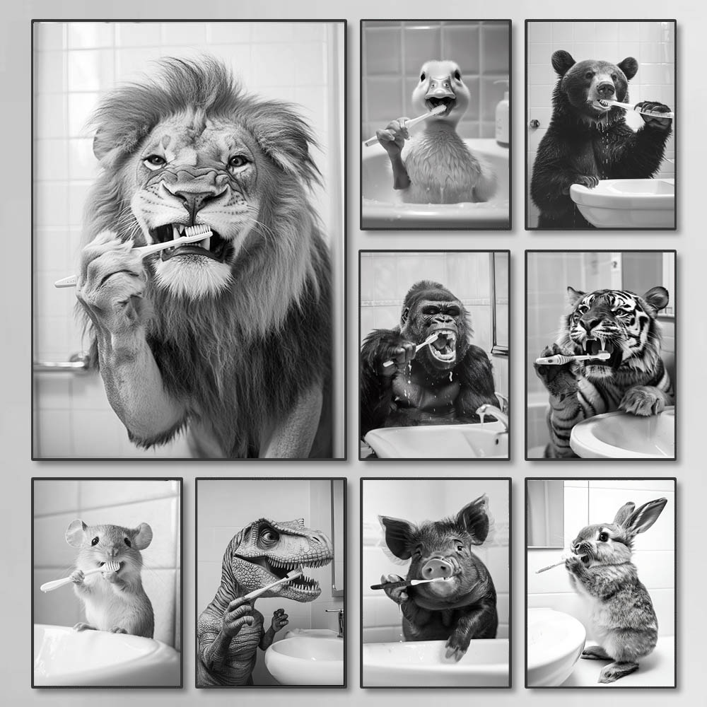 Black White Funny Bathroom Bru - огляд і ціна Vintage Fashion Posters